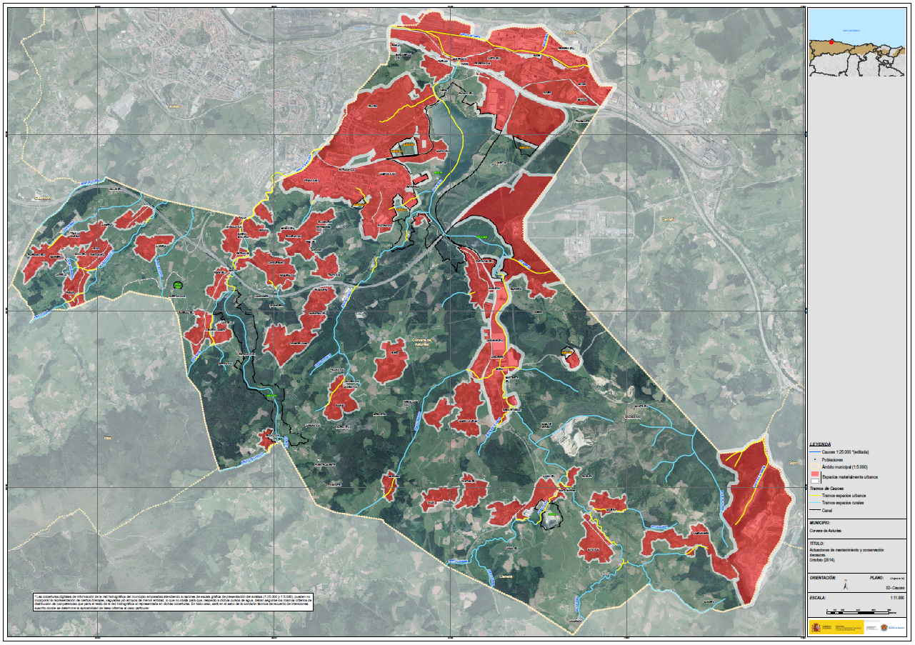 Imagen Delimitación de tramos de cauces urbanos-rurales en Corvera de Asturias