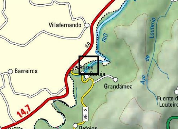 Imagen Localización de los trabajos en el río Eo en las inmediaciones de Abres