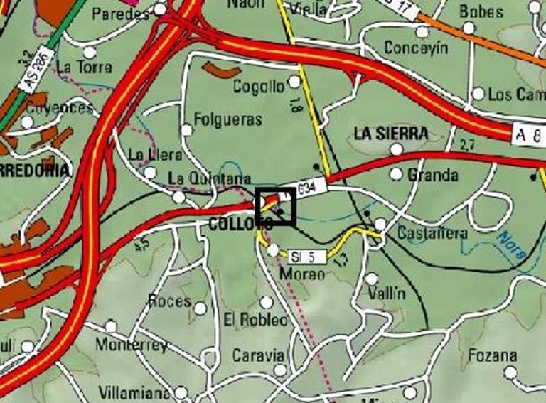 Imagen Localización de los trabajos en el río Nora cerca del puente medieval de Colloto