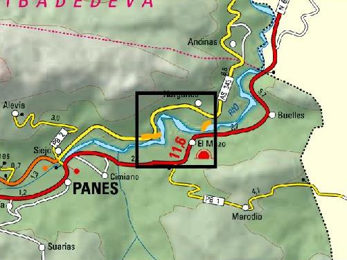 Imagen Ubicación de los dos tramos de actuación en el río Deva