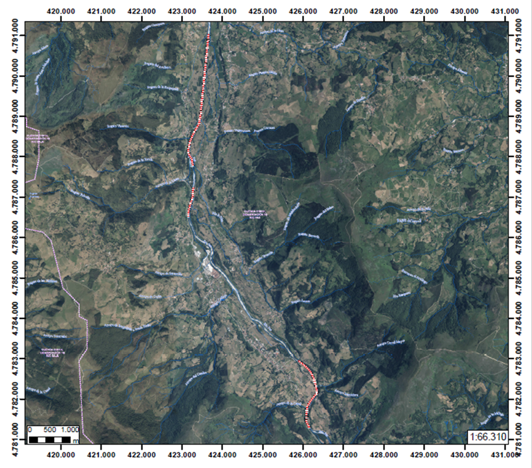 Imagen Localización de la actuación en el río Pas en Corvera de Toranzo