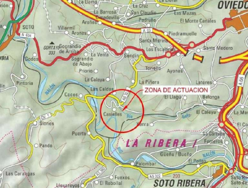 Imagen Ubicación de actuación en río Gafo entre el campo de golf y Las Caldas