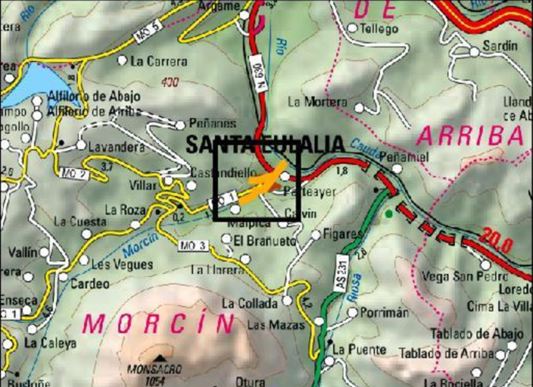 Imagen Ubicación de la actuación en el Río Morcín y Somorcín en Santa Eulalia
