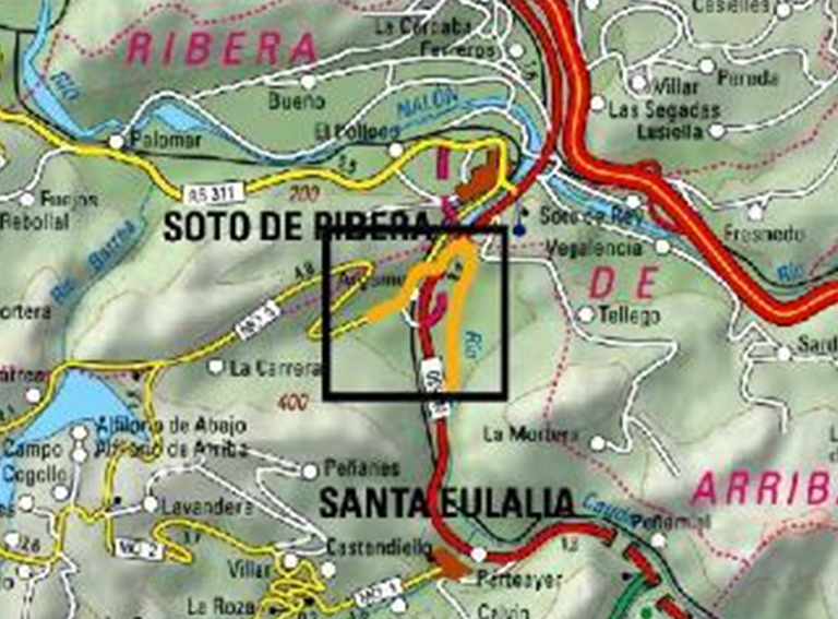 Imagen Ubicación de la actuación en el arroyo de Los Molinos y en el río Caudal en Argame