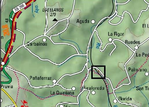 Imagen Localización de la actuación en el arroyo de Ruedes en Ruedes