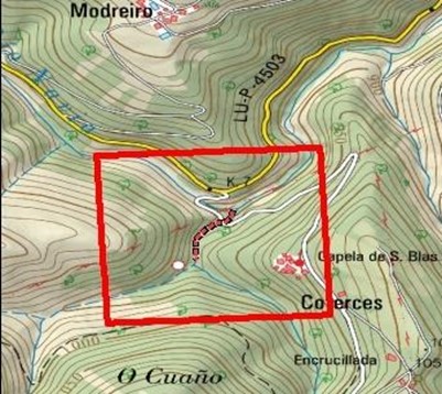 Imagen Localización de las actuaciones en el río Barreira en Coterces