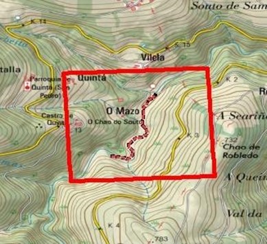 Imagen Localización de la actuación en el río Boullón en O Mazo