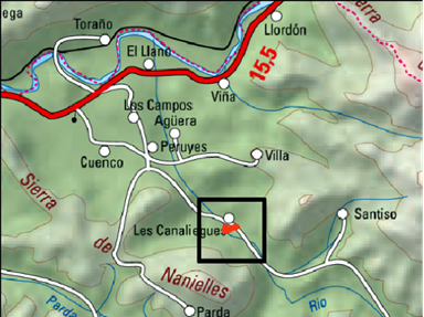 Imagen Localización de las actuaciones en el río Zardón en Las Canaliegas