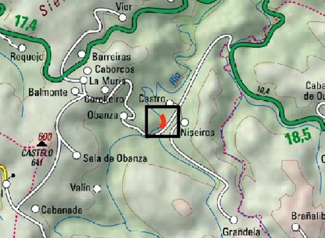 Imagen Localización de actuación en el río Porcía en Castropol