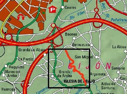 Imagen Localización de las actuaciones en el río Piles en Granda de Arriba