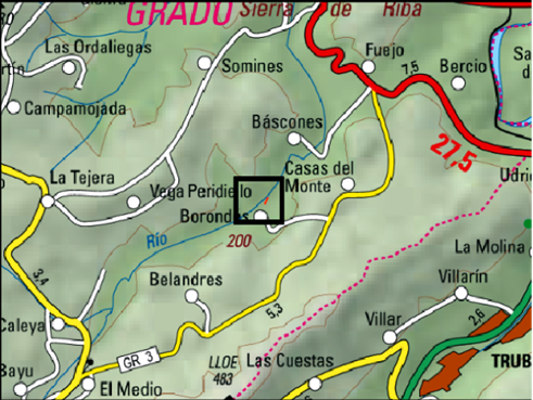 Imagen Localización de las actuaciones en el río Sama en Borondes