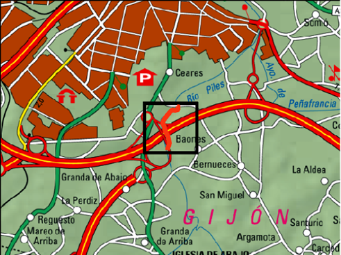 Imagen Localización de las actuaciones en el río Piles en Ceares