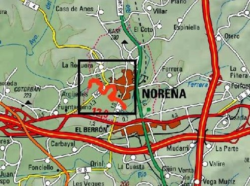 Imagen Localización de las actuaciones en el río Noreña y Ferrera en Noreña