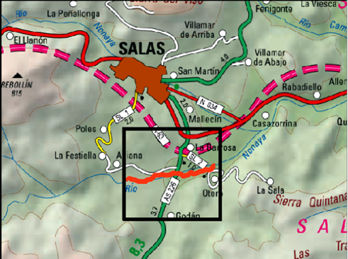 Imagen Localización de las actuaciones en el río Paraxas en Aciana