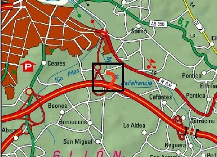 Imagen Localización de la actuación en el río Peñafrancia en Castiello