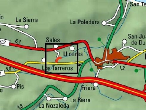 Imagen Localización de la actuación en el río Llovones en Sales