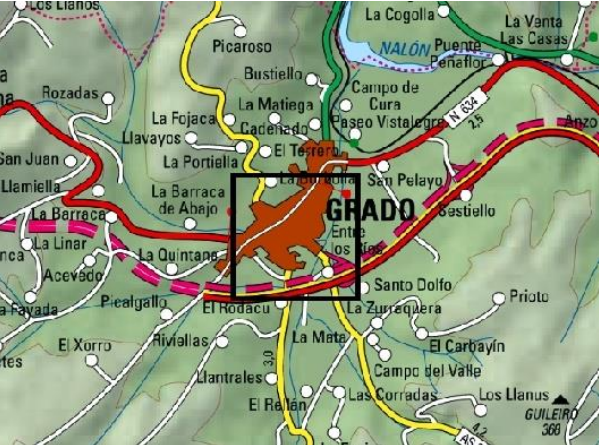 Imagen Localización de la actuación en el río Gaspar en Grado