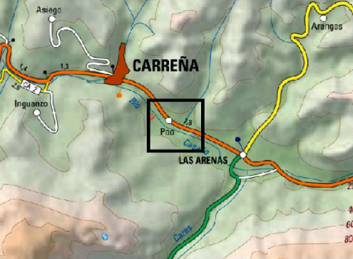 Imagen Localización de la actuación en el río Casaño en Poo y Arenas