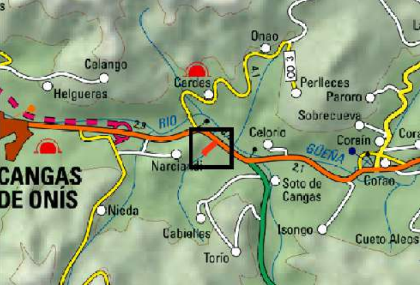 Imagen Localización de la actuación en el arroyo de Las Entradas en Soto de Cangas