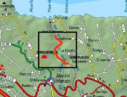 Imagen Localización de la actuación en el arroyo de La Ñora en el Camín de las Vueltas