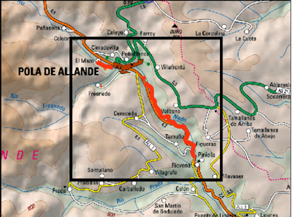 Imagen Localización de la actuación en el río Nisón entre Pola de Allande y Riovenas