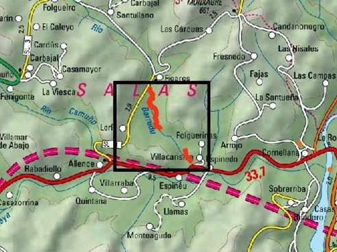 Imagen Localización de la actuación en el arroyo Barreda entre Figares y Villacarisme