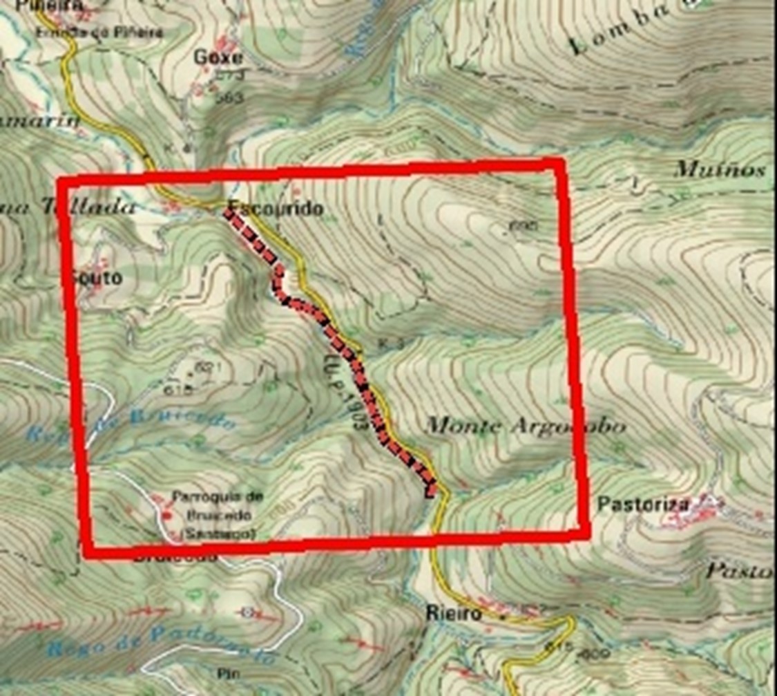 Imagen Localización de la actuación en el rego de Rieiro en O Souto