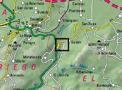 Imagen Localización de la actuación en el río Porcía en Sueiro