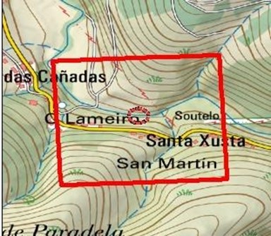 Imagen Localización de la actuación en el río Das Casas en San Martiño Das Canadas