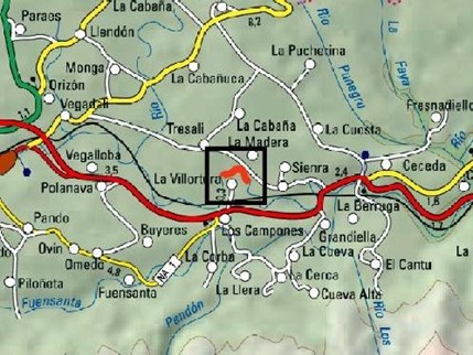 Imagen Localización de las actuaciones en el río Piloña en Vega de Tresali