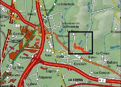 Imagen Localización de la actuación en el río Noreña entre La Belga y Bobes