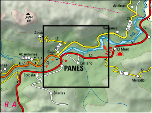 Imagen Localización de la actuación en la riega Espioña y en el arroyo innominado en Panes