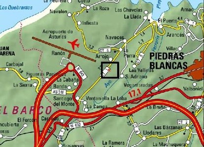 Imagen Localización de la actuación en el arroyo Fontaniella en Las Lláscaras