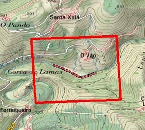 Imagen Localización de la actuación en el río Lamas en O Vao