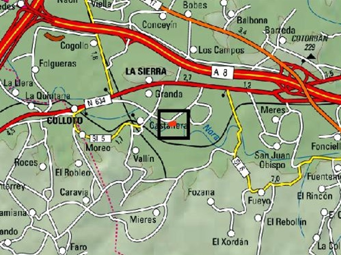 Imagen Localización de la actuación en el río Nora en Castañera