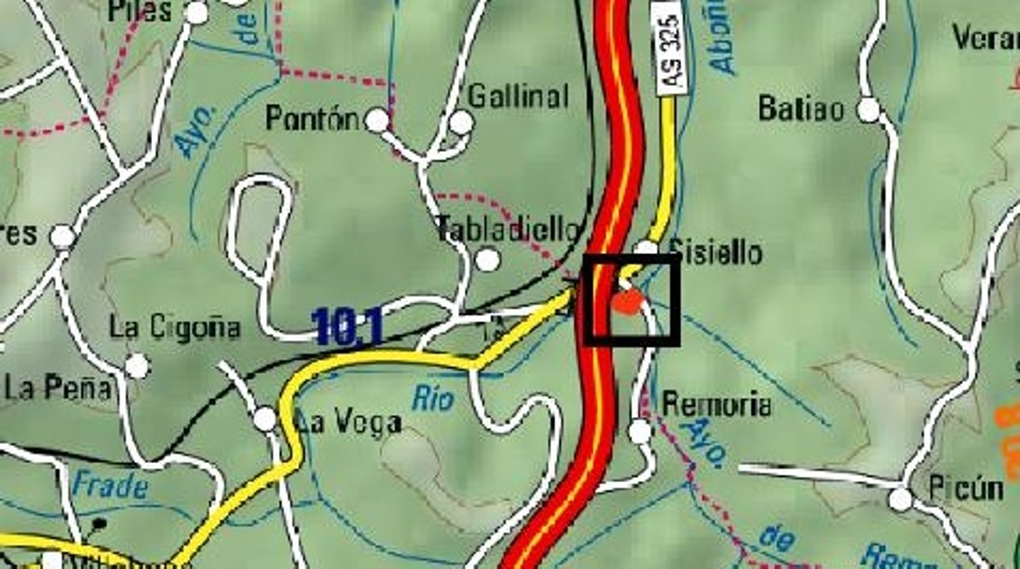 Imagen Localización de la actuación en el río Aboño en Sisiello
