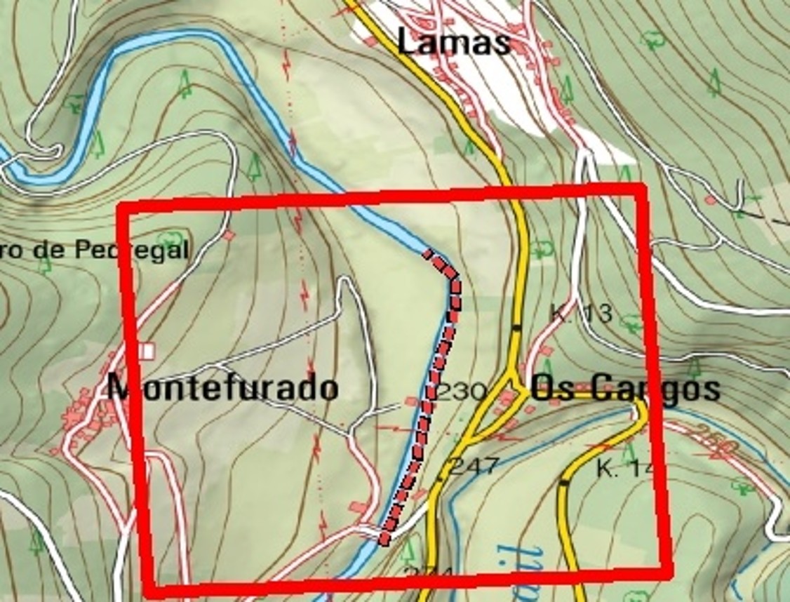 Imagen Localización de la actuación en el río Eo en Os Cangos