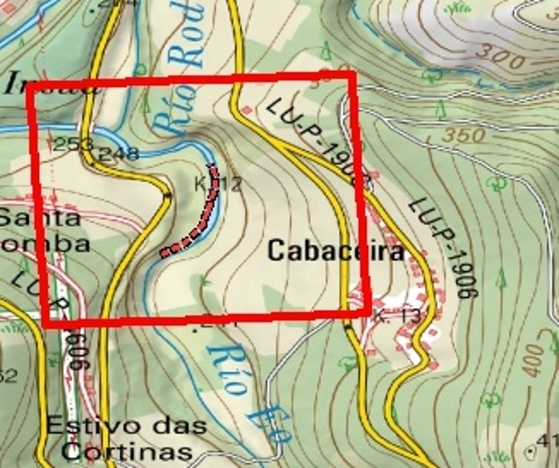 Imagen Localización de la actuación en el río Eo en Santa Comba