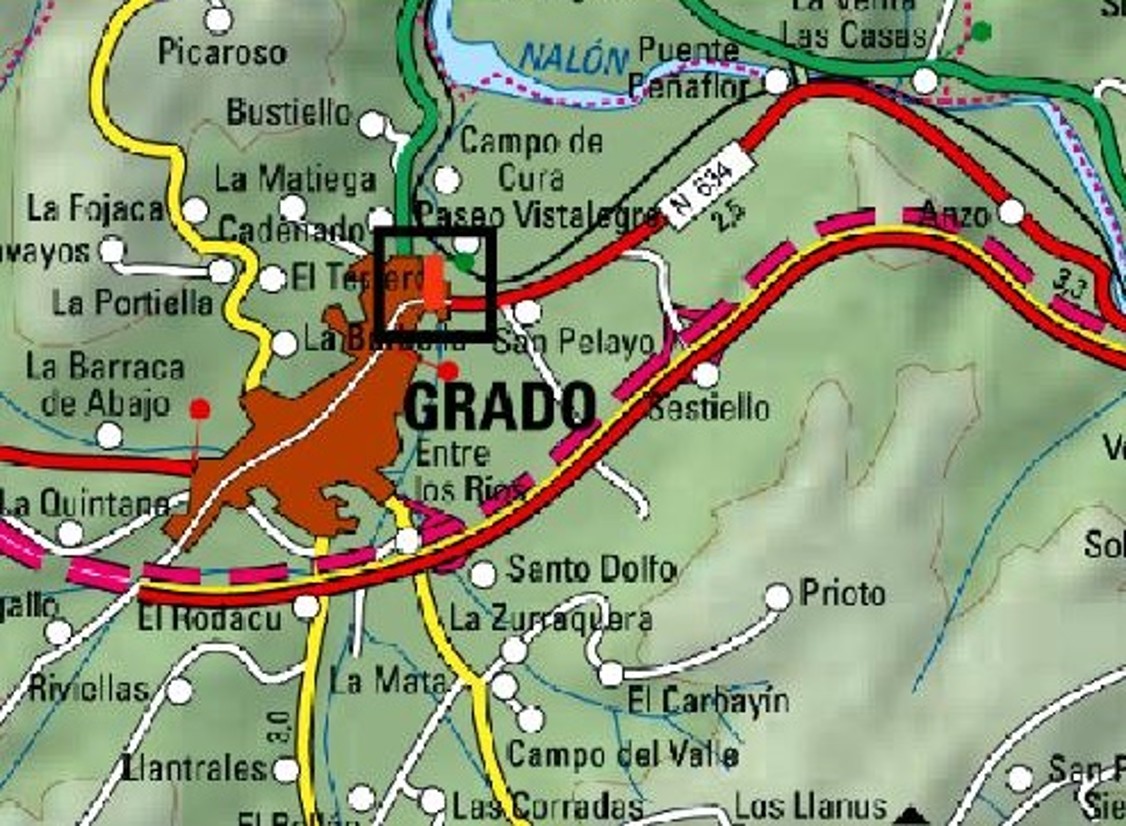 Imagen Localización de la actuación en el río Cubía en Grado