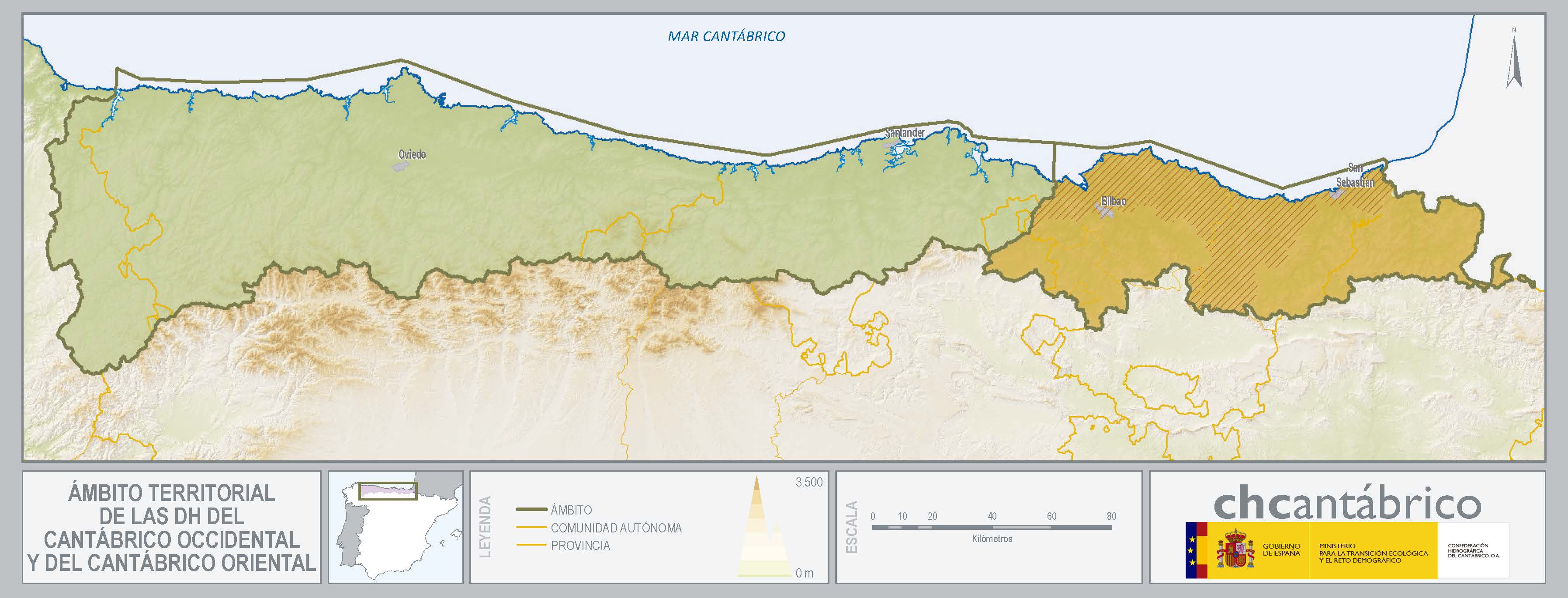 Mapa del ámbito territorial de la CHC por demarcaciones hidrográficas