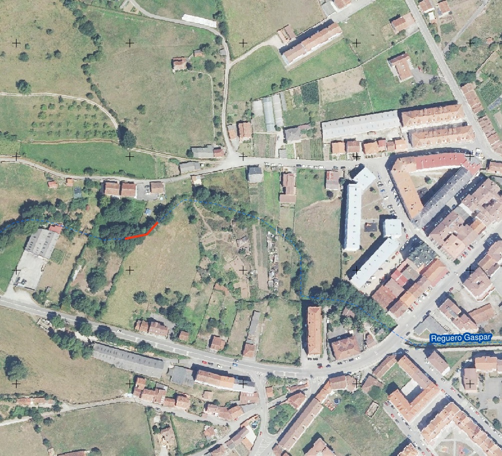 Localización de las actuaciones realizadas en el arroyo Gaspar en la zona de Niserinos