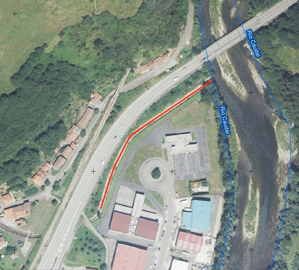 Localización de las actuaciones en el río Nalón en las proximidades de Argame