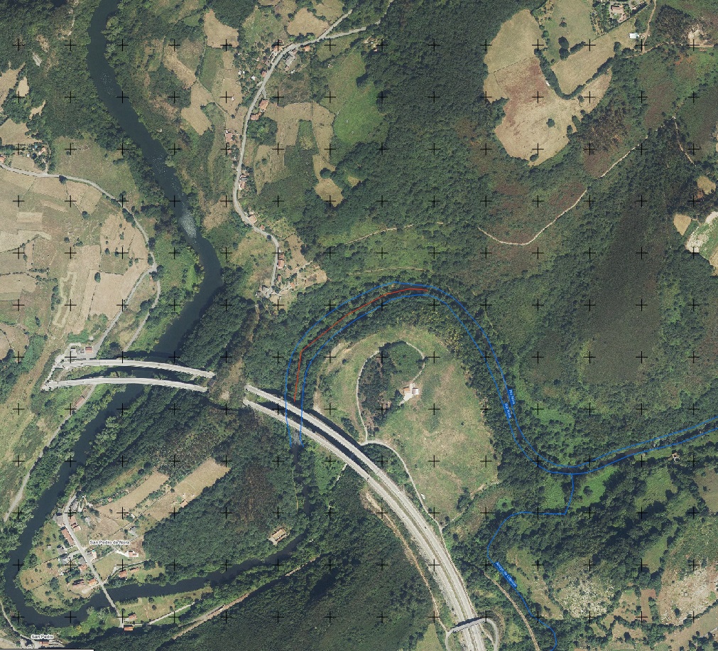 Localización de las actuaciones en el río Nora en las proximidades de Campanal
