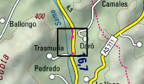 Imagen Localización de la actuación en el río Sama en Trasmuria