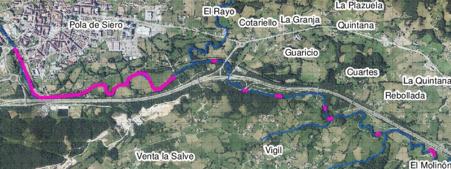 Imagen Localización de la actuación en el río Nora en Bergueres